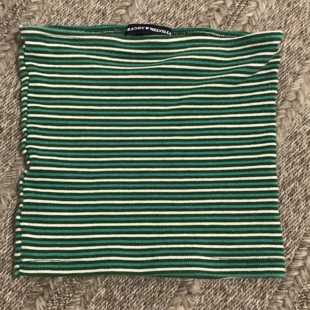 Brandy Melville Green Striped Strapless Top